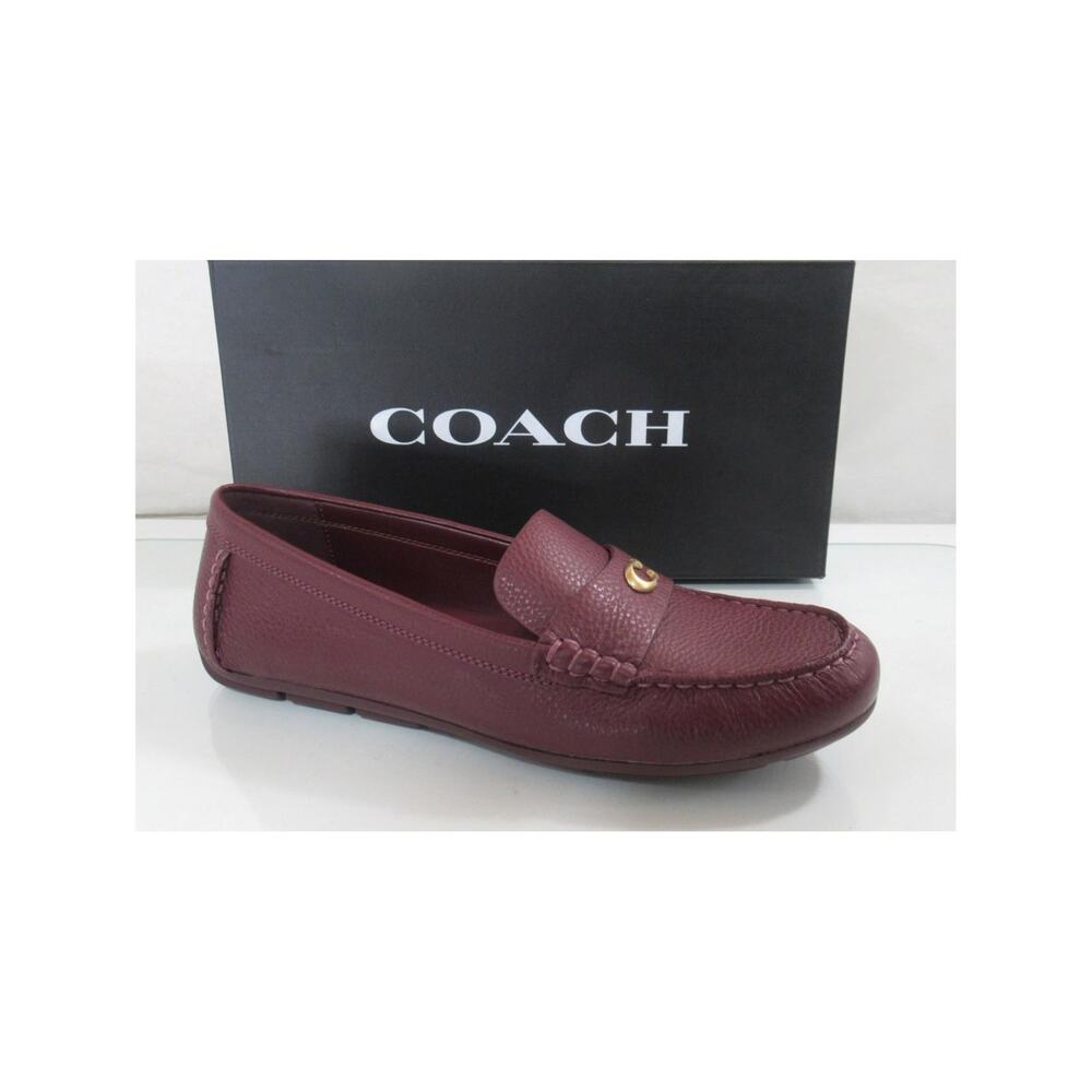 Coach Size 8.5 Sculpted C Leather Driver Moccasin Shoes Flat Dark Wine